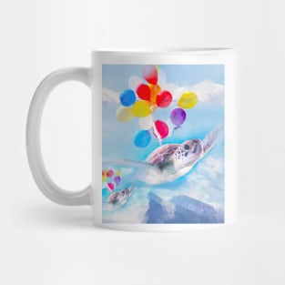 Cute Turtle Flying With Balloons Mug